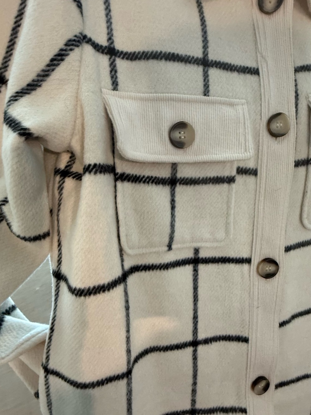 MELLODAY Cream Windowpane Button-Front Utility Jacket - Picture 3 of 6